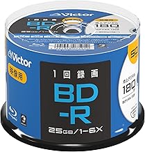 Victor BD-R VBR130RP50SJ2 Single Recording Blu-ray Disc (Single Layer, 1-6x, 50 Sheets), White