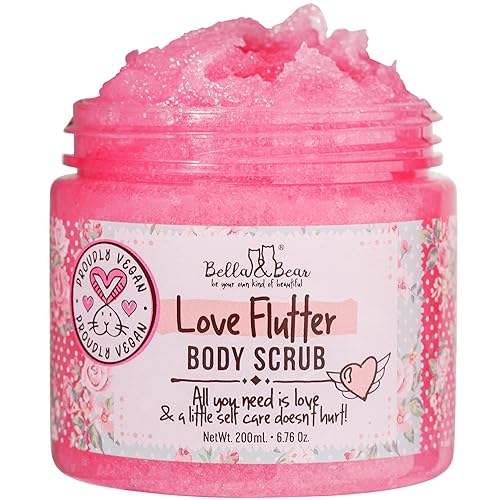 Bella & Bear Love Flutter - Exfoliante y nutritivo para una piel suave e hidratada, regalo perfecto de San Valentín para mimar a tus seres queridos