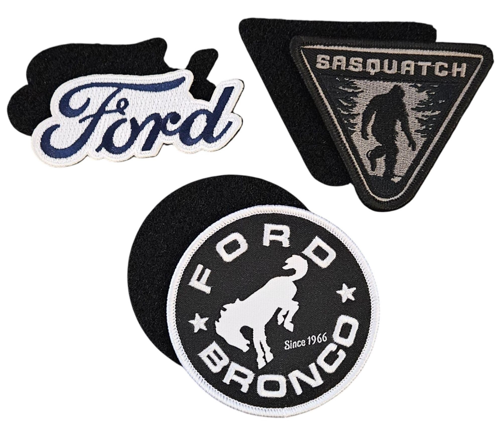 Ford Bronco Sasquatch Patch 3-Pack – Embroidered Heat Seal Patches for Jackets, Hats, Backpacks – Officially Licensed