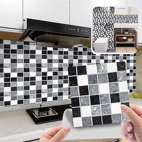Miniatura 2 de 10 hojas de azulejos autoadhesivos 3D para despegar y pegar en azulejos de cocina, azulejos autoadhesivos 3D para tocadores de baño, decoración de