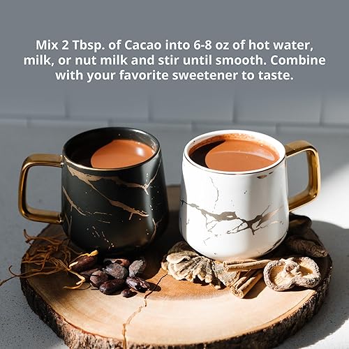 Miniatura 4 de Brain Blend+Cayena, bebida de chocolate caliente orgánico con hongos, mezcla energizante gourmet de melena de león, cordyceps, shiitake, reishi,