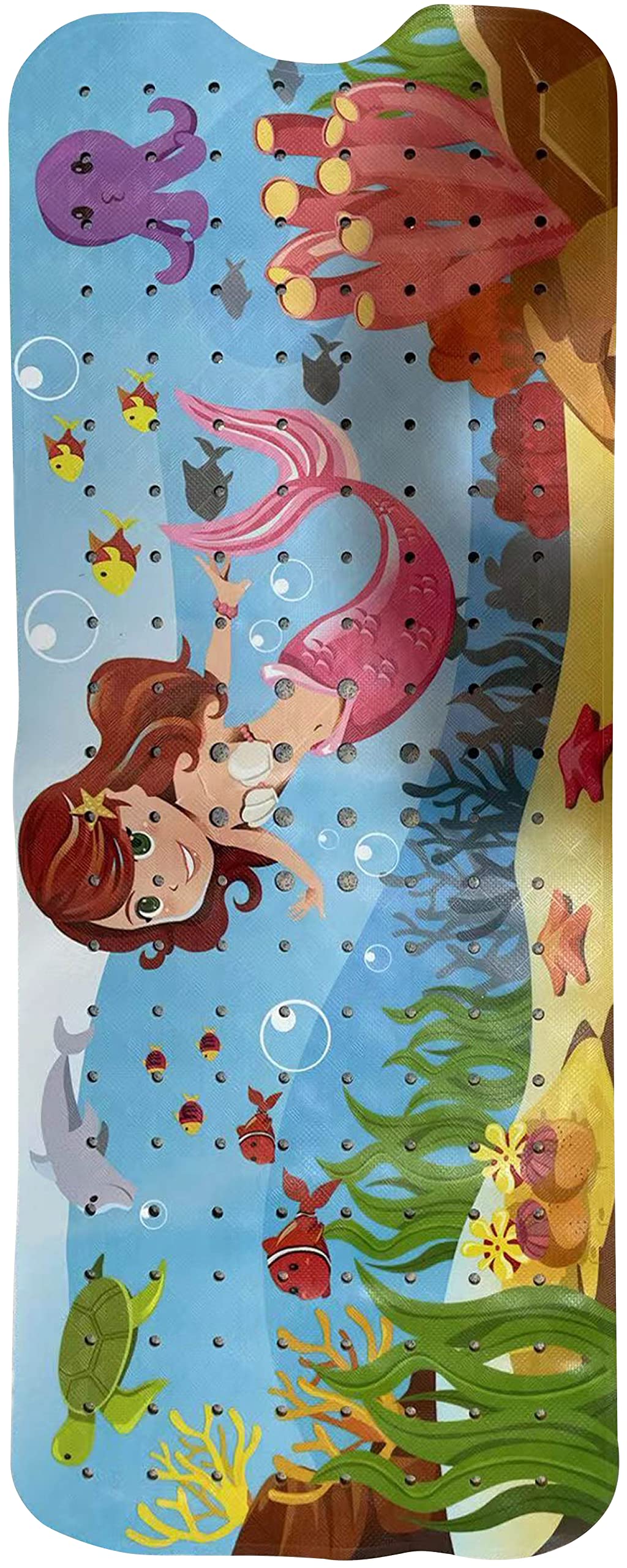 ENKOSI Bath Mat - Large Non Slip Bathtub & Shower Mat - Extra Long 40 x 16 Inch Bathroom Mats Nonslip Anti Slip Bathmats (40x16 Mermaid Print)