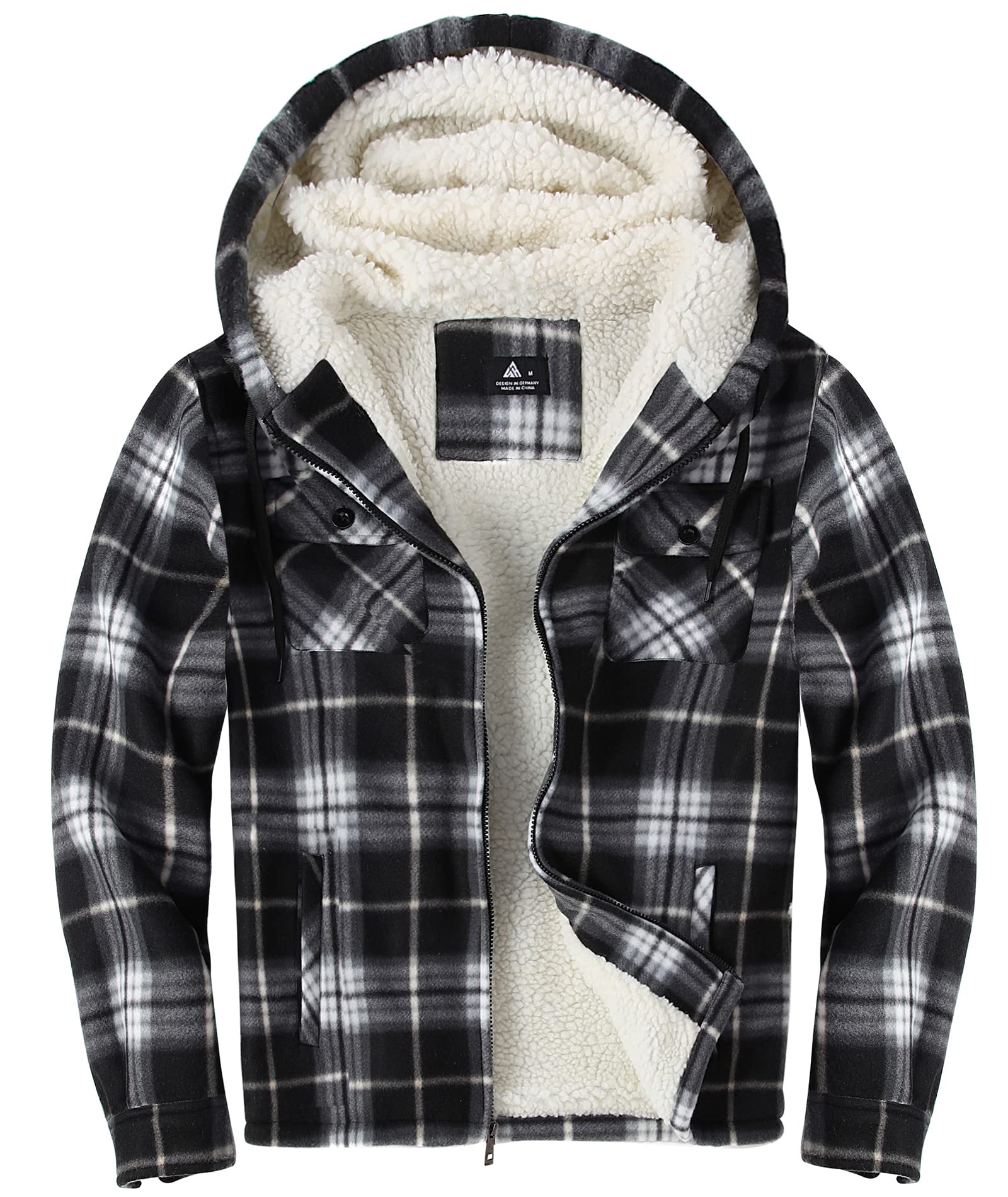 SwissWell Camicia Boscaiolo Uomo Giacca Flanella a Quadri Spessi Fodera di Peluche Felpa Cappuccio Foderata Casual Uomo Felpa con Cappuccio in pile Giacca Invernale con Tasca