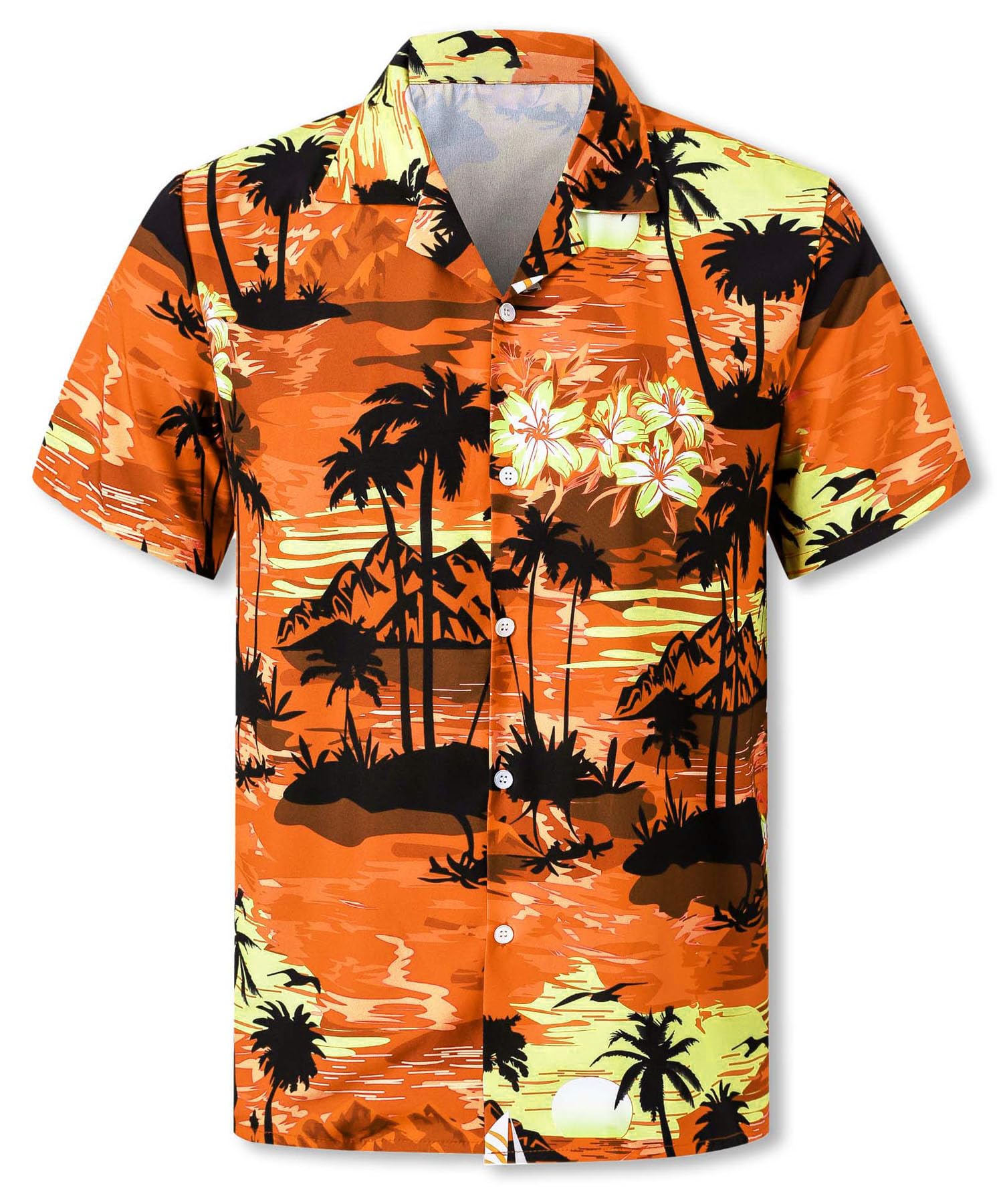 Cromoncent Hawaiian Shirt for Boy&amp;Men Short Sleeve Cuban Collar Tropical Holiday Summer Beach Shirts