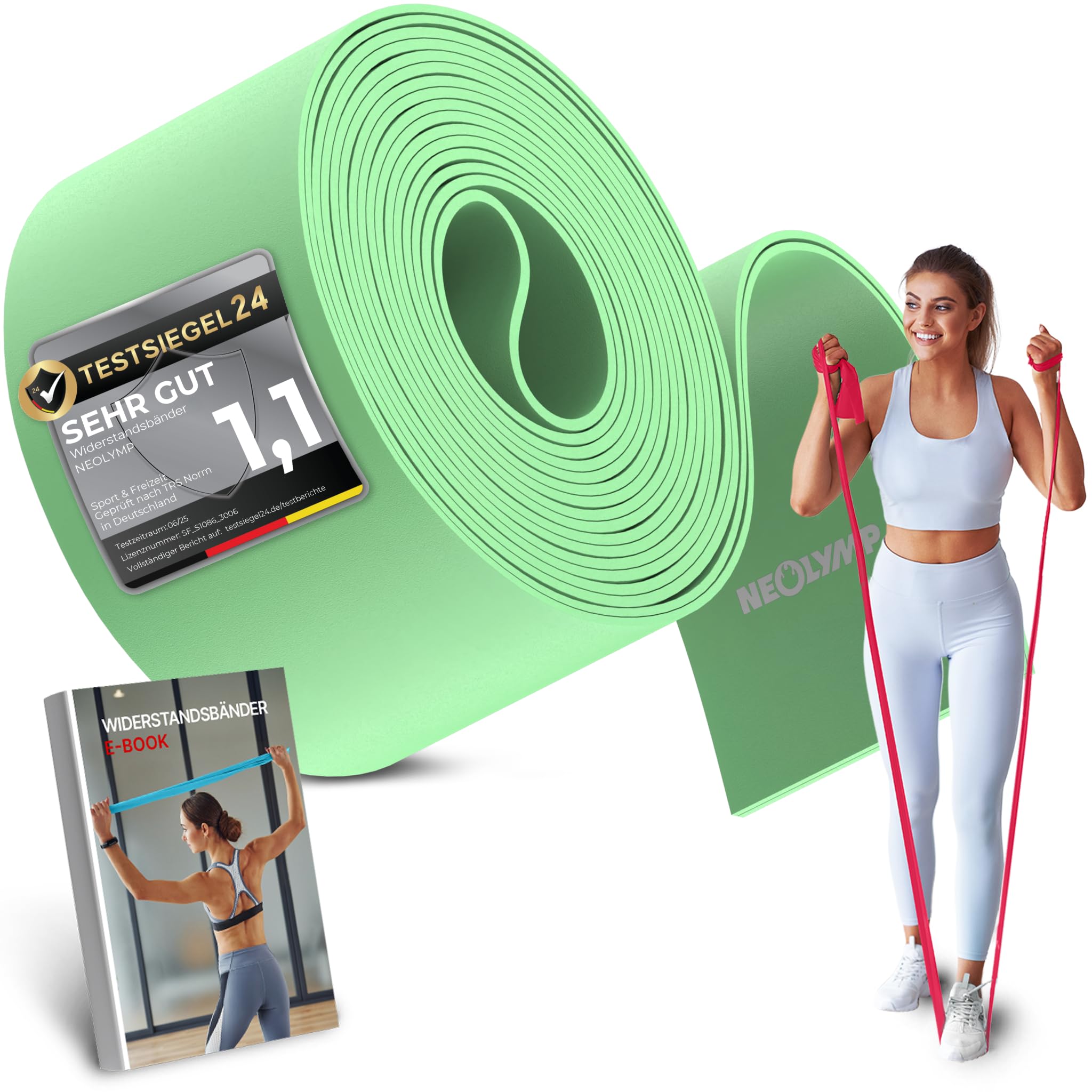 NEOLYMP Widerstandsbänder 2 m Grün | 7,5 cm breit – Flossing Band