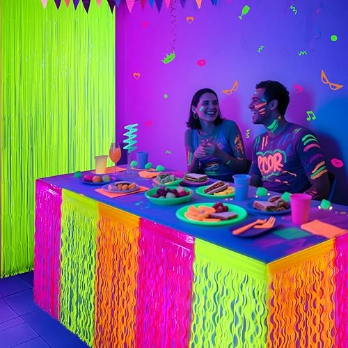 Miniatura 7 de Mega-L - Suministros de fiesta que brillan en la oscuridad, paquete de 2 decoraciones de fiesta de neón fluorescente, naranja macarrón fluorescente,