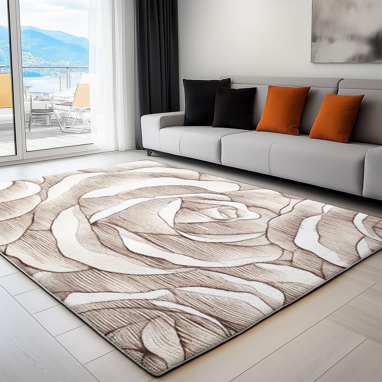 Dywany do salonu 80 x 150 cm 3D płatki róży dywan z krótkim włosiem dywan salon duża mata antypoślizgowa do sypialni jadalni sypialni szary