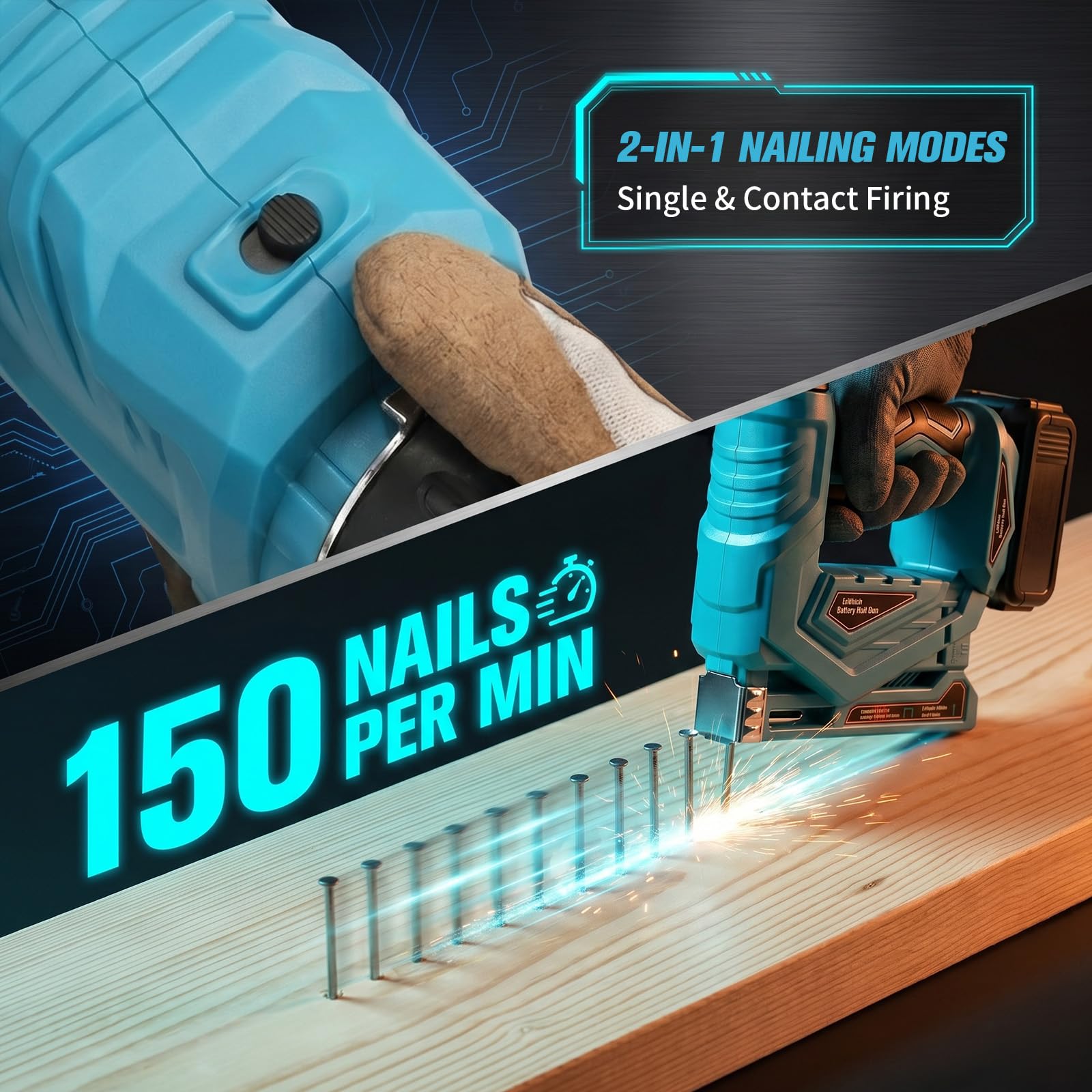 Akku-Nagler Kompatibel mit Makita 18V — 2-in-1 18GA Akku Tacker und Nagelpistole Typ140 mit 150 Schuss/min, inkl. 1000 Nägel & 1000 Klammern, für Möbel, Holz, DIY-Projekte (ohne Batterie)