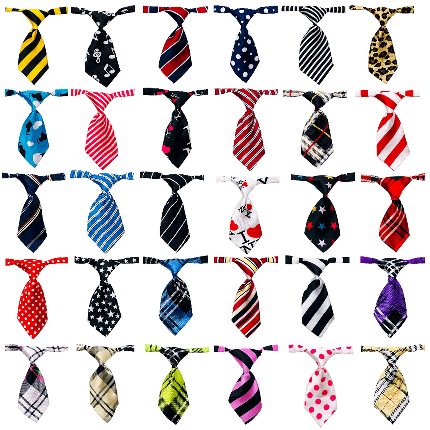 BIPYBIPY 30pcs Dog Neckties Collar Bow Tie Adjustable Pet Paw Printed Neck Ties for Small Medium Large Cat Party Festival Birthday Gift Wedding Doggies Grooming Accessories