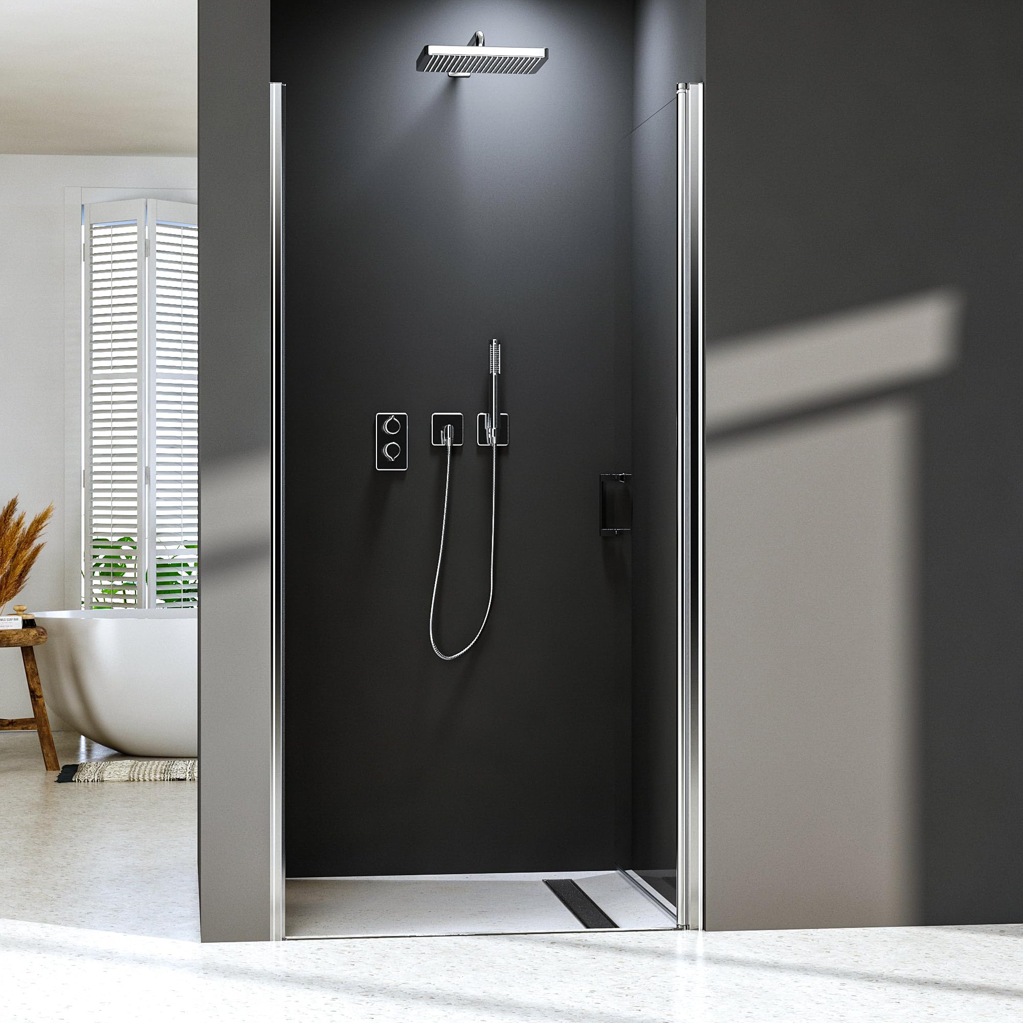 Duschtür in Nische 75 cm Nano Beschichtung Nischentür Schwingtür 6 mm ESG Glas Dusche Glastür Dusche Pendeltür Höhe 195cm,Leicht zu Reinigen