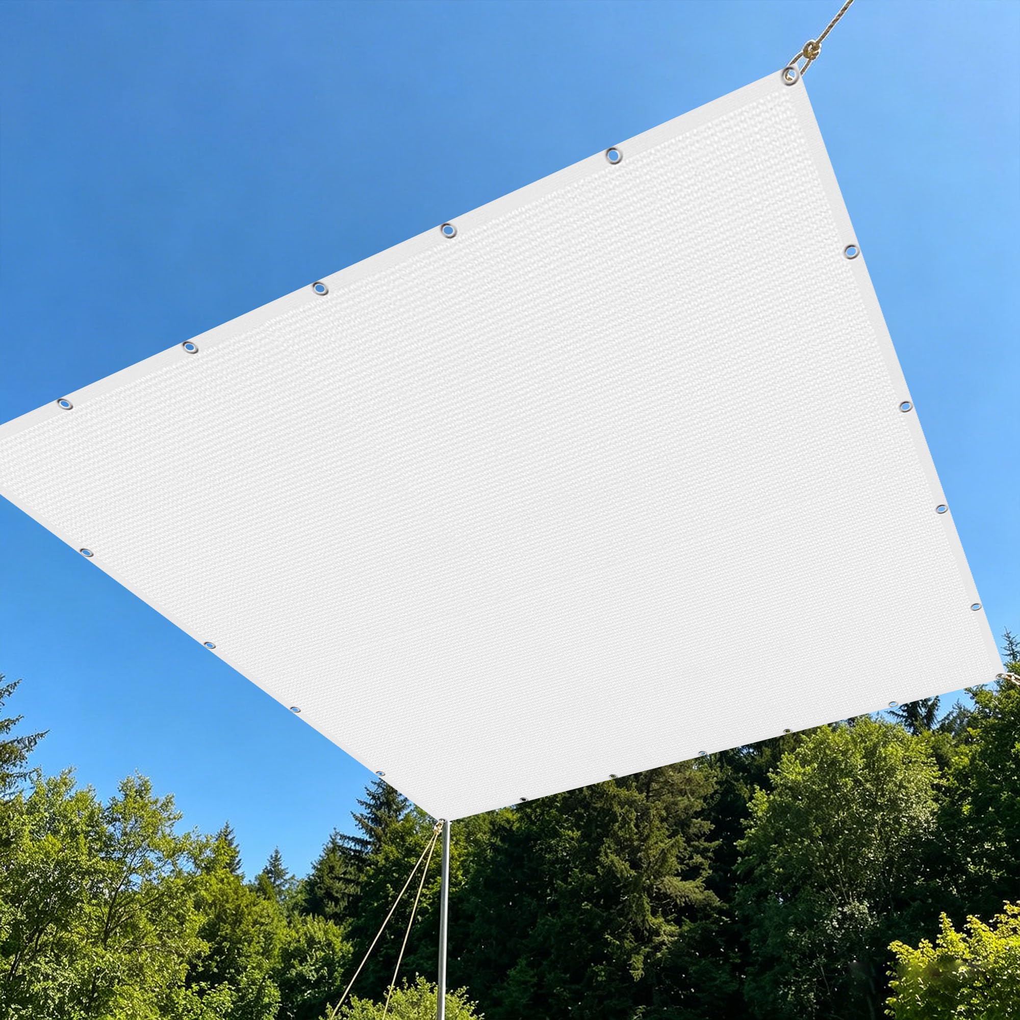 Sonnensegel mit Ösen 165 x 300 cm Beschattung Leicht Schattennetz mit Ösen für Terrassenüberdachung Gewächshaus Pflanze Hof, Weiß