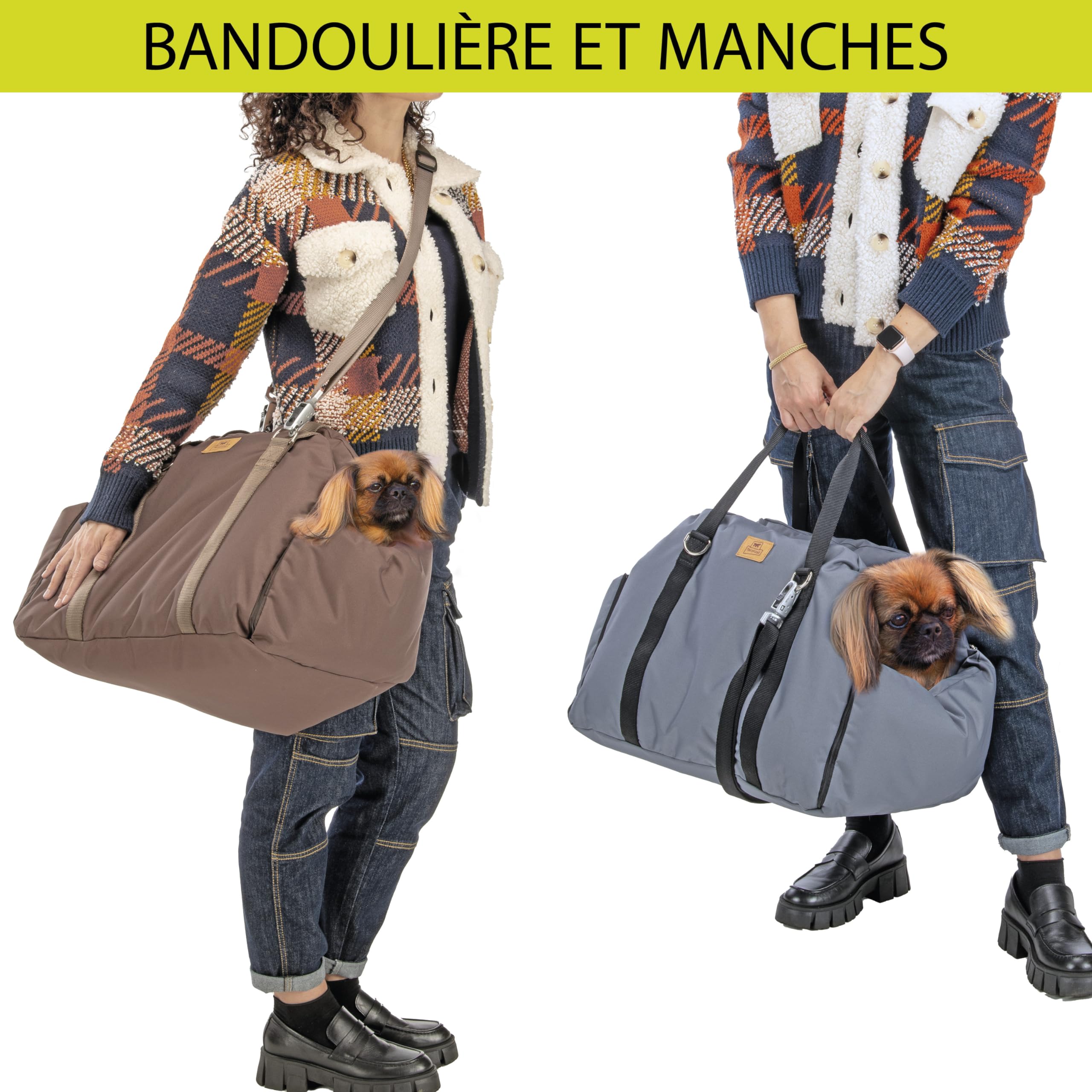 Ferplast Sac Transport Chienavec Bandoulière et Poignées, Coussin Réversible, Fixation au Siège et Mousqueton Magnétique, 52 × 46 x h 35 cm, Cruiser pour Chien, Transport en Voiture, Gris