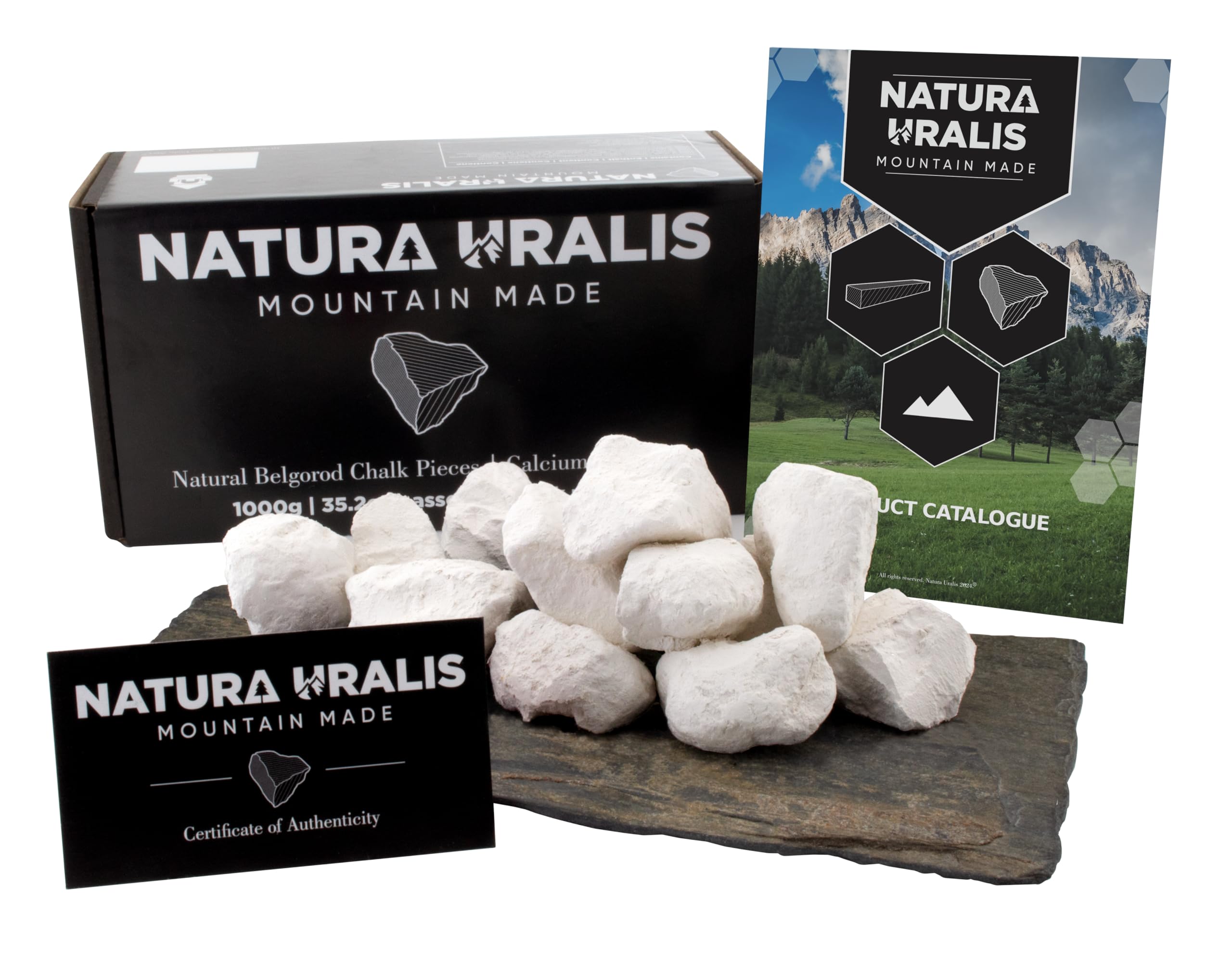 Natura Uralis Premium Belgorod Chalk Chunks | 1000g of White Chalk Chunks - Amazing Crunch, Satisfying Earthy, Velvety and Firm Texture, ASMR Sensation, Natural Calcium Carbonate