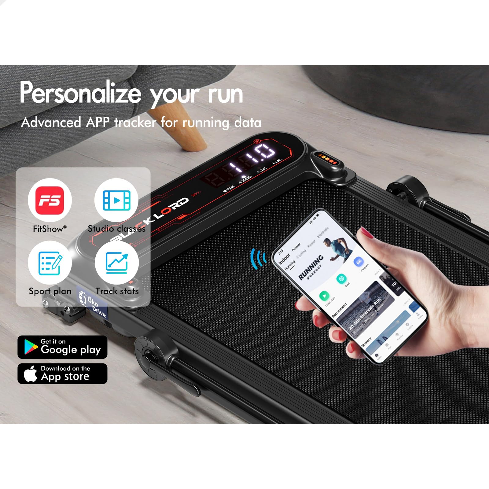 BLACK LORD Laufband X7 - 3,0PS Walking Pad Bis 130kg, Bluetooth