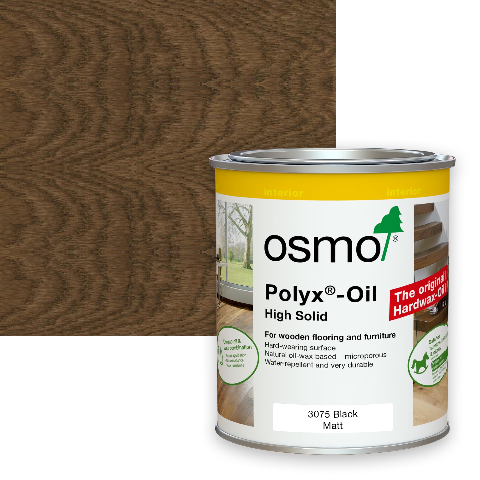 Ambience Hardwood Flooring 3075 Black Osmo Polyx Oil Original Matt 750Ml, Matt