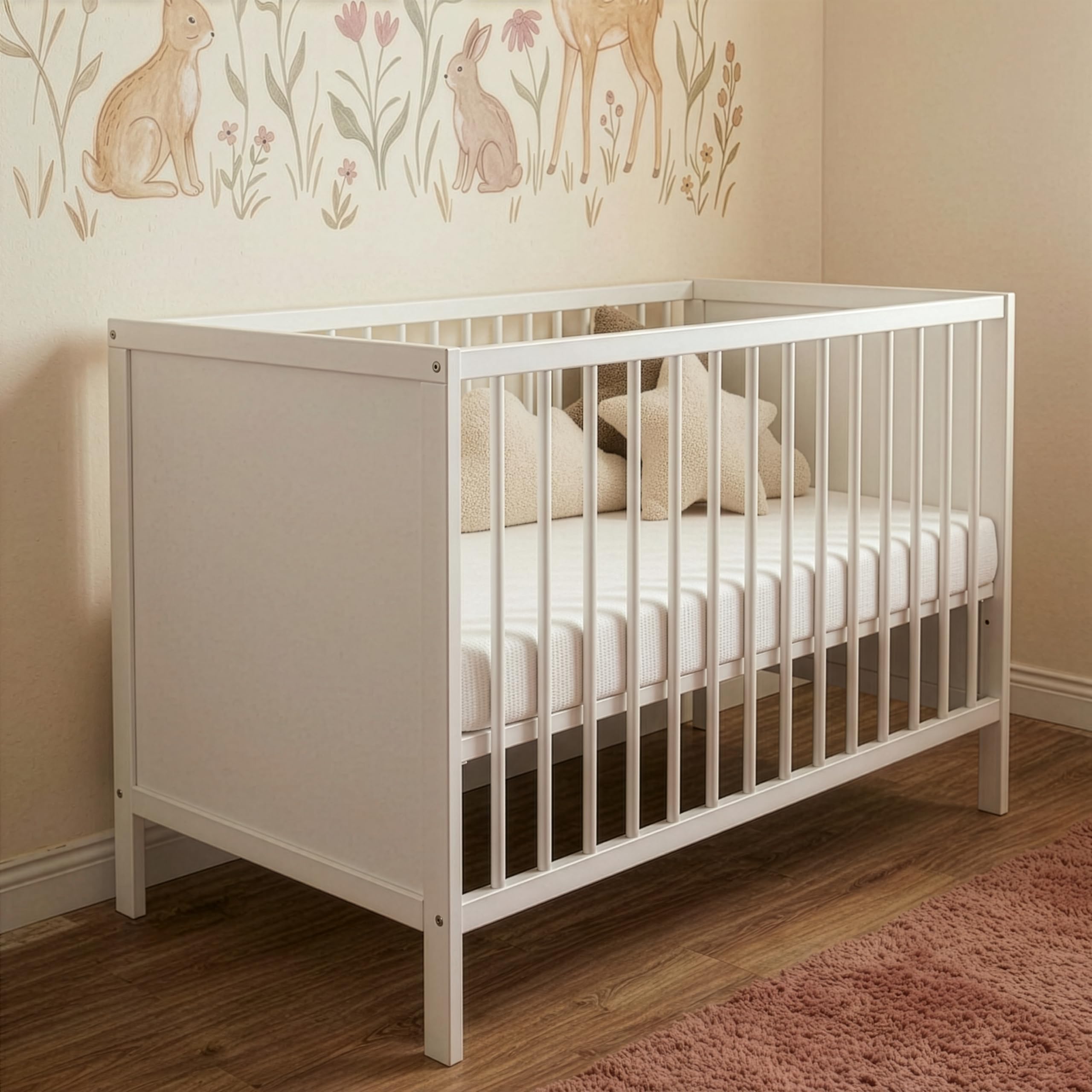 Love For Sleep Cuna Convertible en Cama 120x60cm con Colchón De Espuma Aloe Vera Gris Mason Juego Completo - Cama Bebe Convertible - Baby Bed, Madera