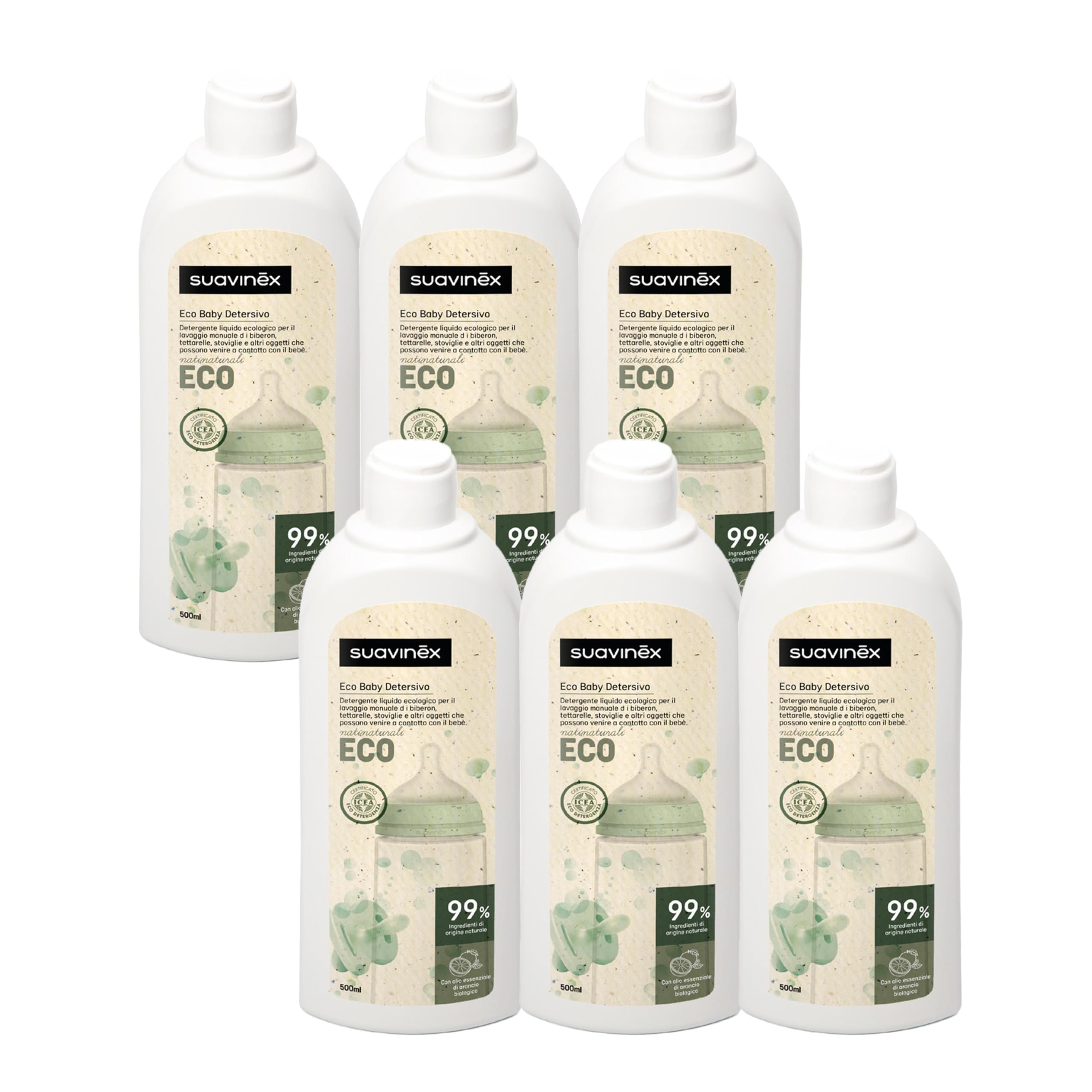 Suavinex Multipack Eco Baby Detergente per Biberon e Tettarelle 6 x 500 ml, Detergente stoviglie, Biberon Tettarelle ecologico