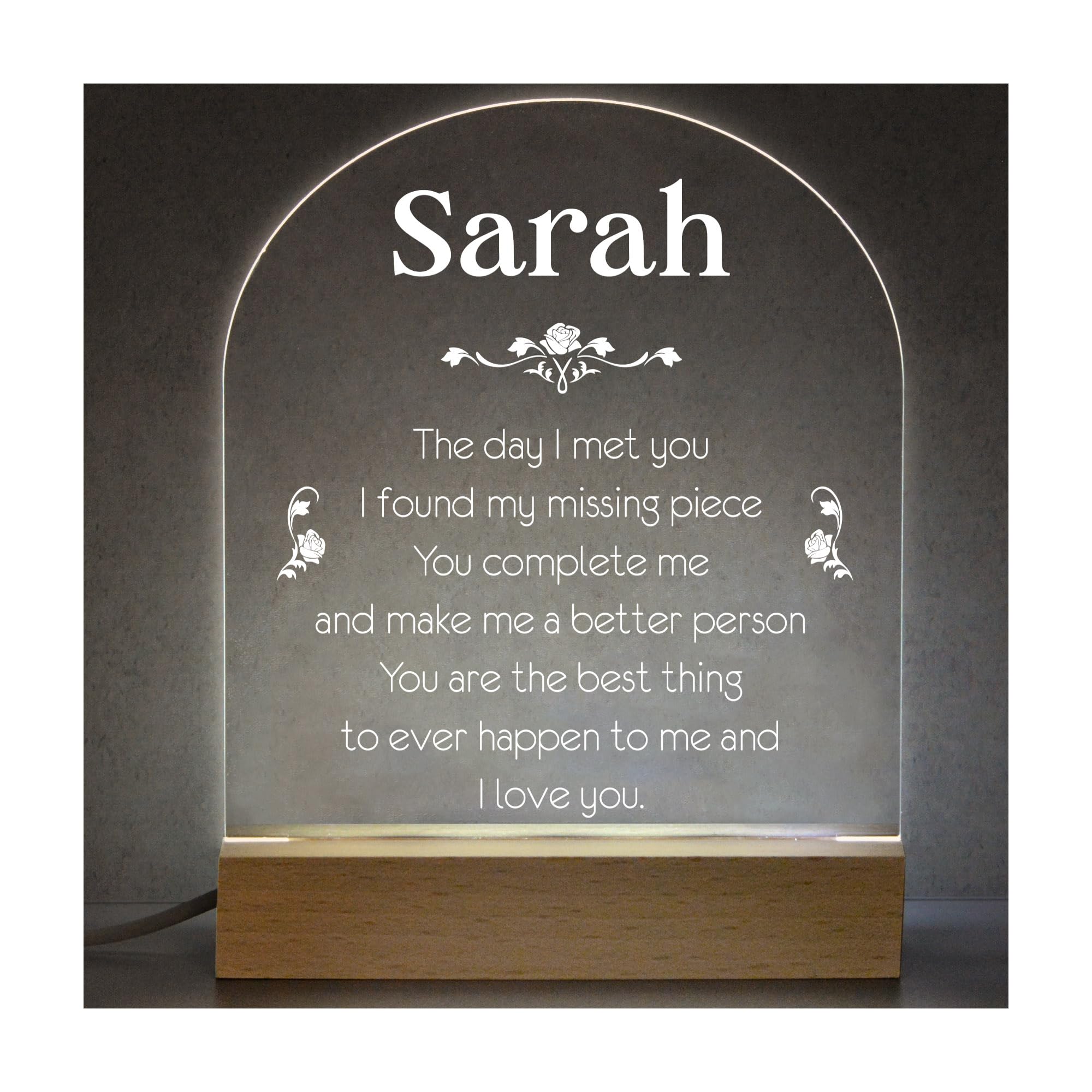 Personalised Gifts for Girlfriend, Birthday Gifts for Her Girlfriend, I Love You Gifts for Girlfriend, Night Light Plaque Printed with Romantic Quote, Anniversary and Valentines Gifts for Her