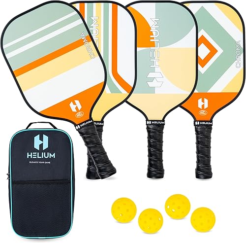 Miniatura 1 de Helium Pickleball Paddles Set of 4 - USAPA Certified - Graphite Fiberglass Surface, Lightweight Honeycomb Core
