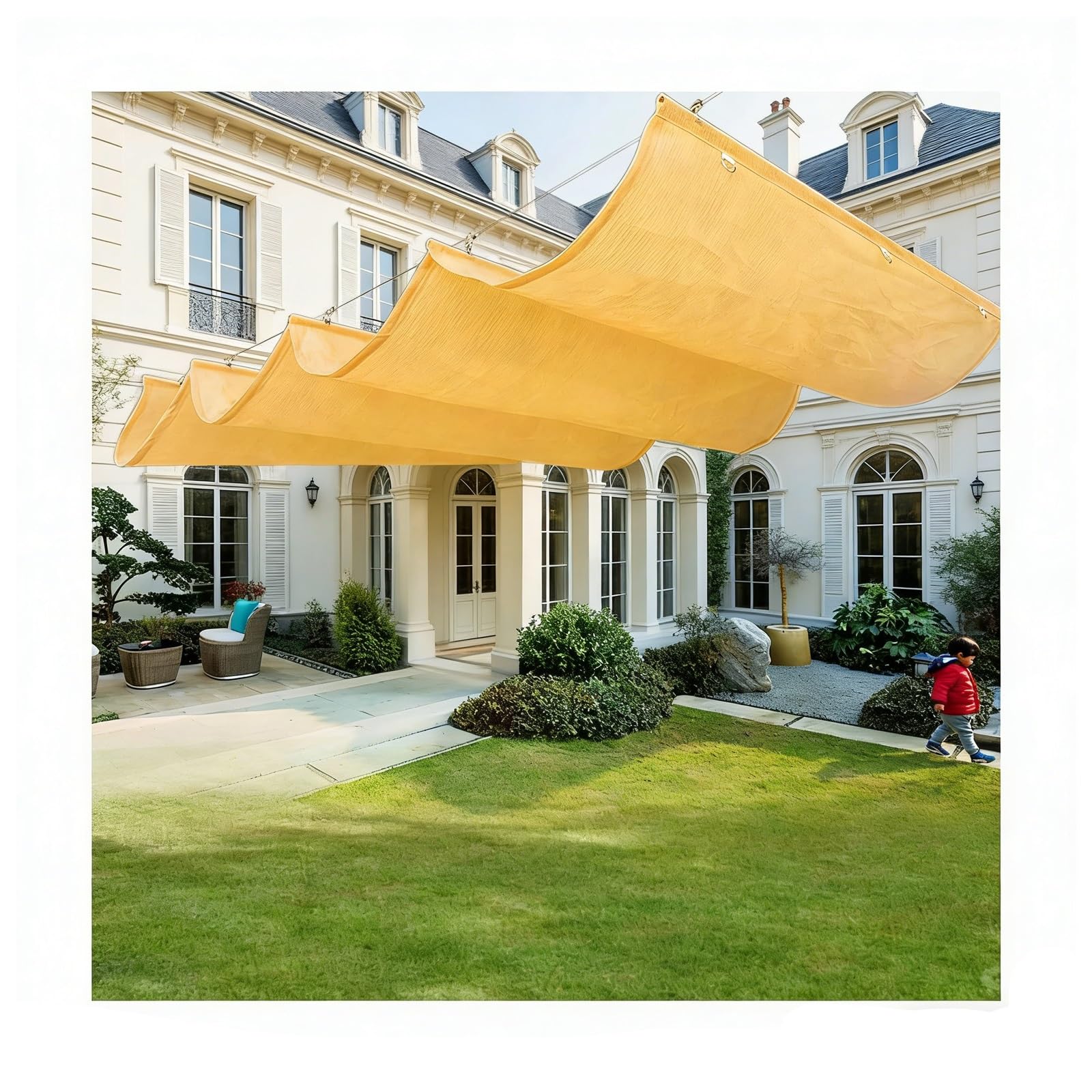 Voile d'ombrage rétractable imperméable contre la chaleur du patio