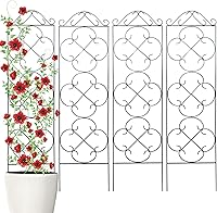 ThealynGardens 4-Pack 48" Metal Garden Trellis for Climbing Plants - Rust-Resistant Support for Ivy, Clematis, Potted Flowers Indoor Outdoor
