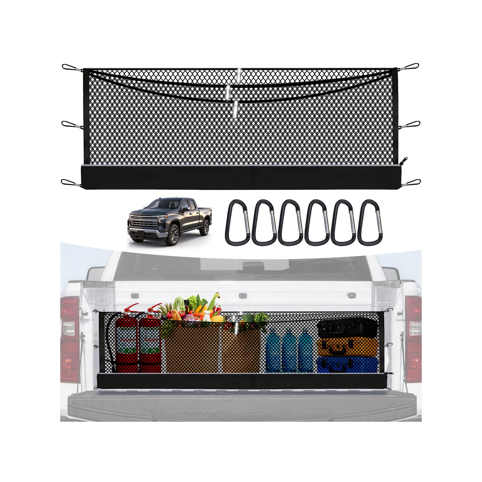 3-Layer Cargo Net for Chevrolet Silverado &amp; GMC Sierra 2019-2026 Cargo Nets