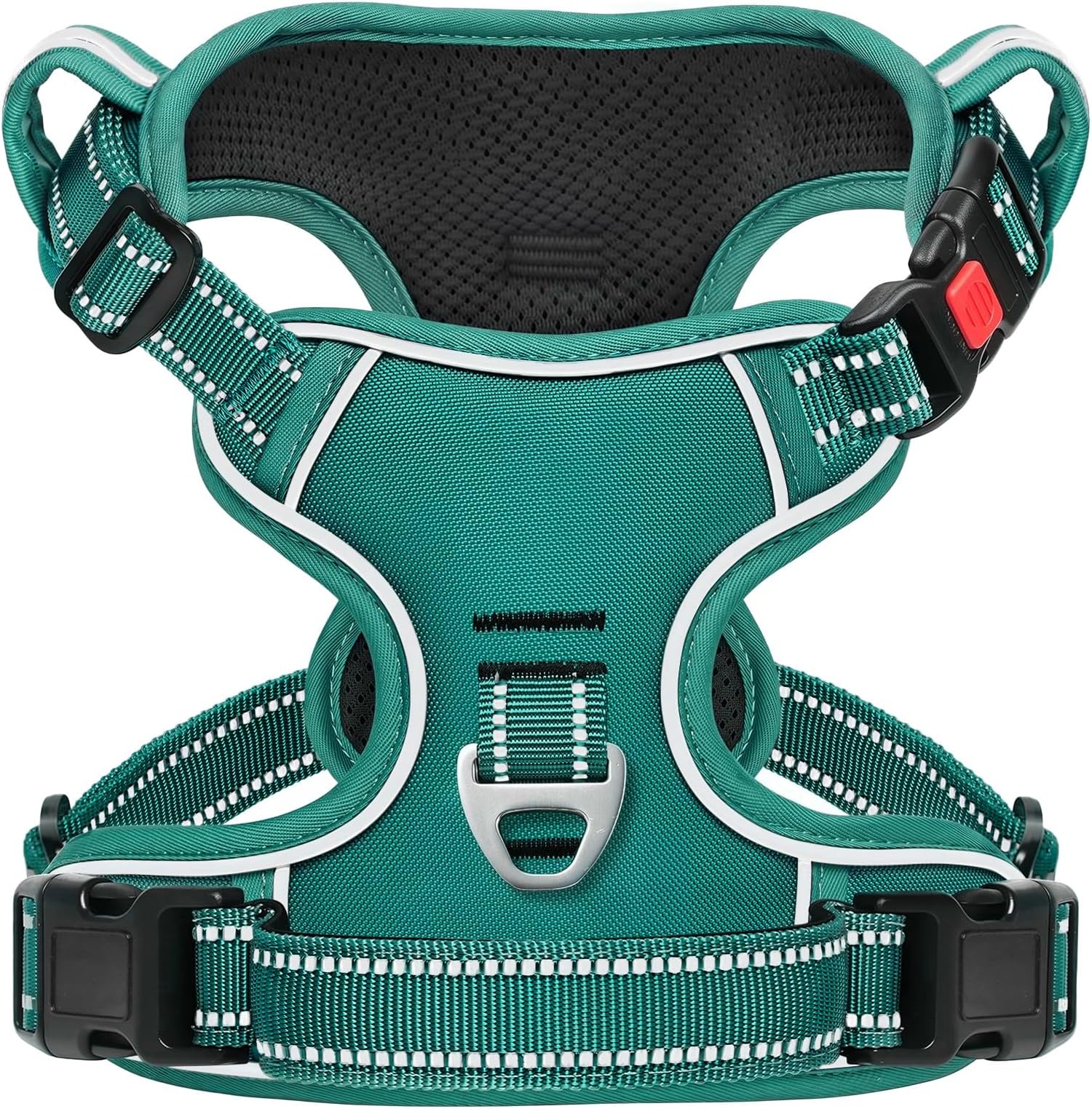 – HEELE Dog Harness No Pull Release on Neck with Lockable Buckle, Front Back Clips Dog Vest Harness Reflective Adjustable Padded, Easy Control Handle for Outdoor Walking Training, Grass Green, M
