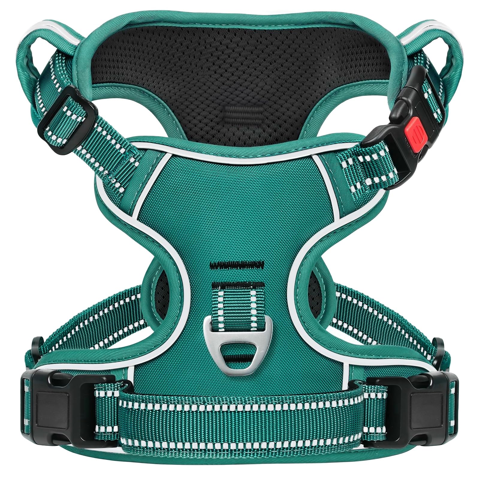 HEELE Dog Harness No Pull Release on Neck with Lockable Buckle, Front Back Clips Dog Vest Harness Reflective Adjustable Padded, Easy Control Handle for Outdoor Walking Training, Grass Green, S