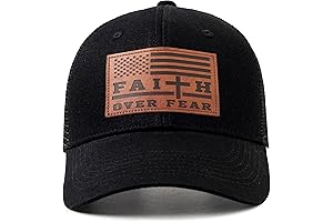 Christian American Flag Hat: Faith Over Fear Cross Baseball Cap