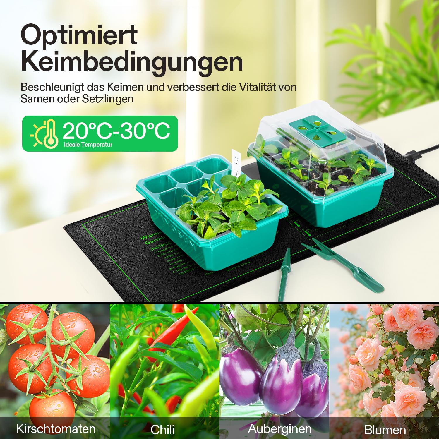 VIVOSUN Heizmatte mit Digitalem Thermostat 25,4x52,7 cm, UL & MET Zertifiziert, Wärmematte für Keimung, Zimmerpflanzen, Hydrokultur und Gewächshaus