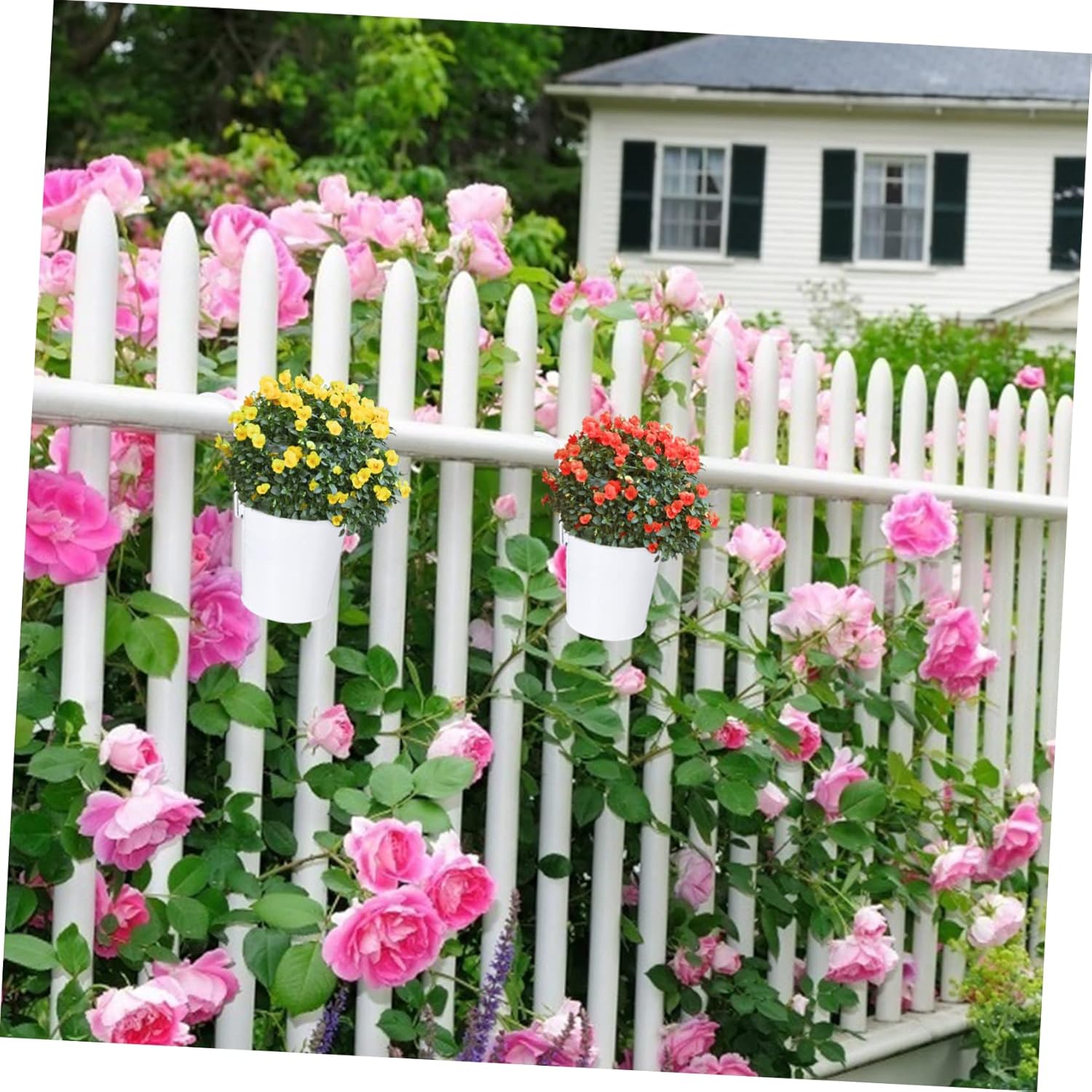 Fence Hooks for Hanging Plants 8pcs Flower Pots Bucket Drainage Holes Indoor/Outdoor Decor