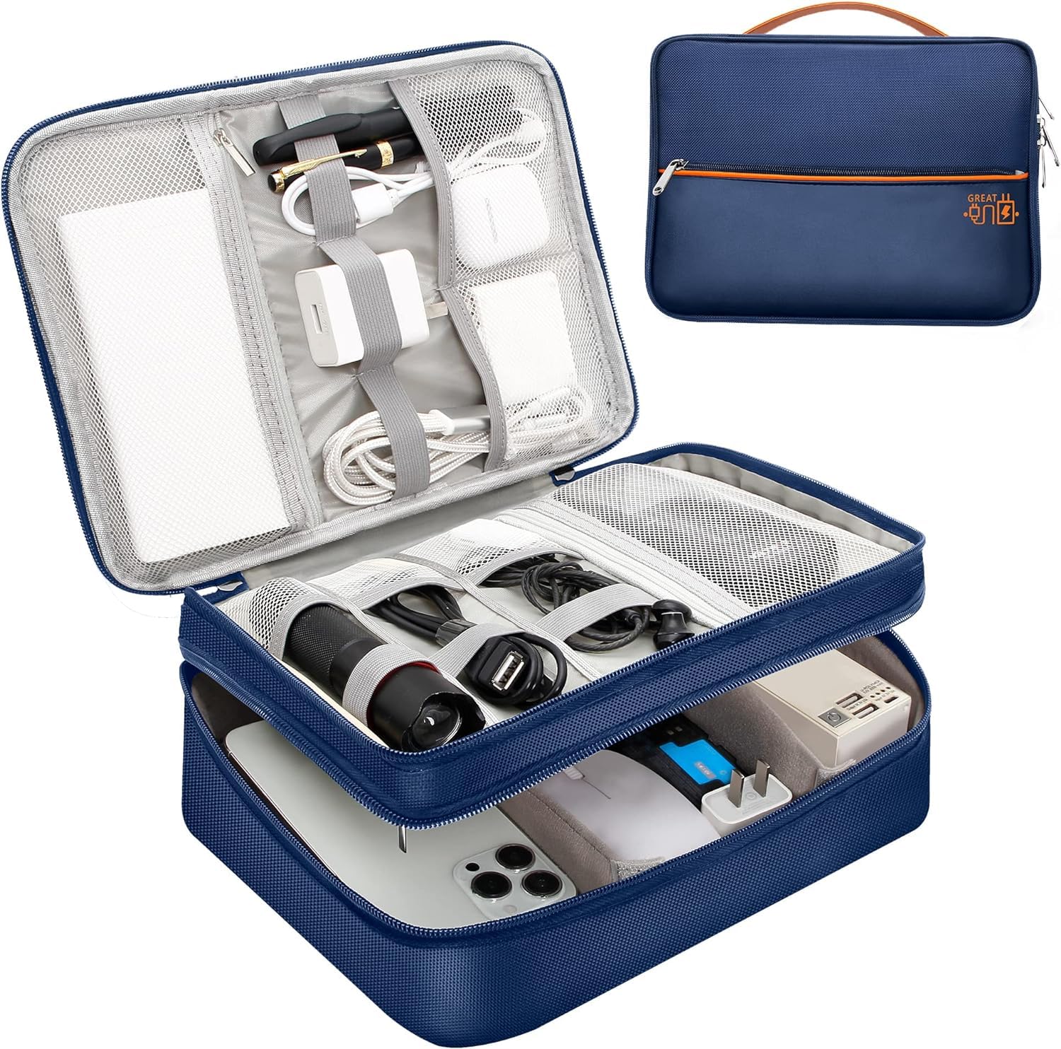 FunBlast Electronics Accessories Organizer Bag, Universal Carry Travel Gadget Bag, Double Layer Travel Cable Organizer Bag, Large Waterproof Electronic Accessories Storage Case (Blue) (B0D5DGK598) Amazon Price History, Amazon Price Tracker