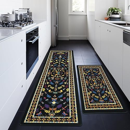 PCSWEET HOME Juego de 2 alfombrillas de cocina con girasol antideslizantes gruesas con girasol para mayor comodidad en el suelo para cocina