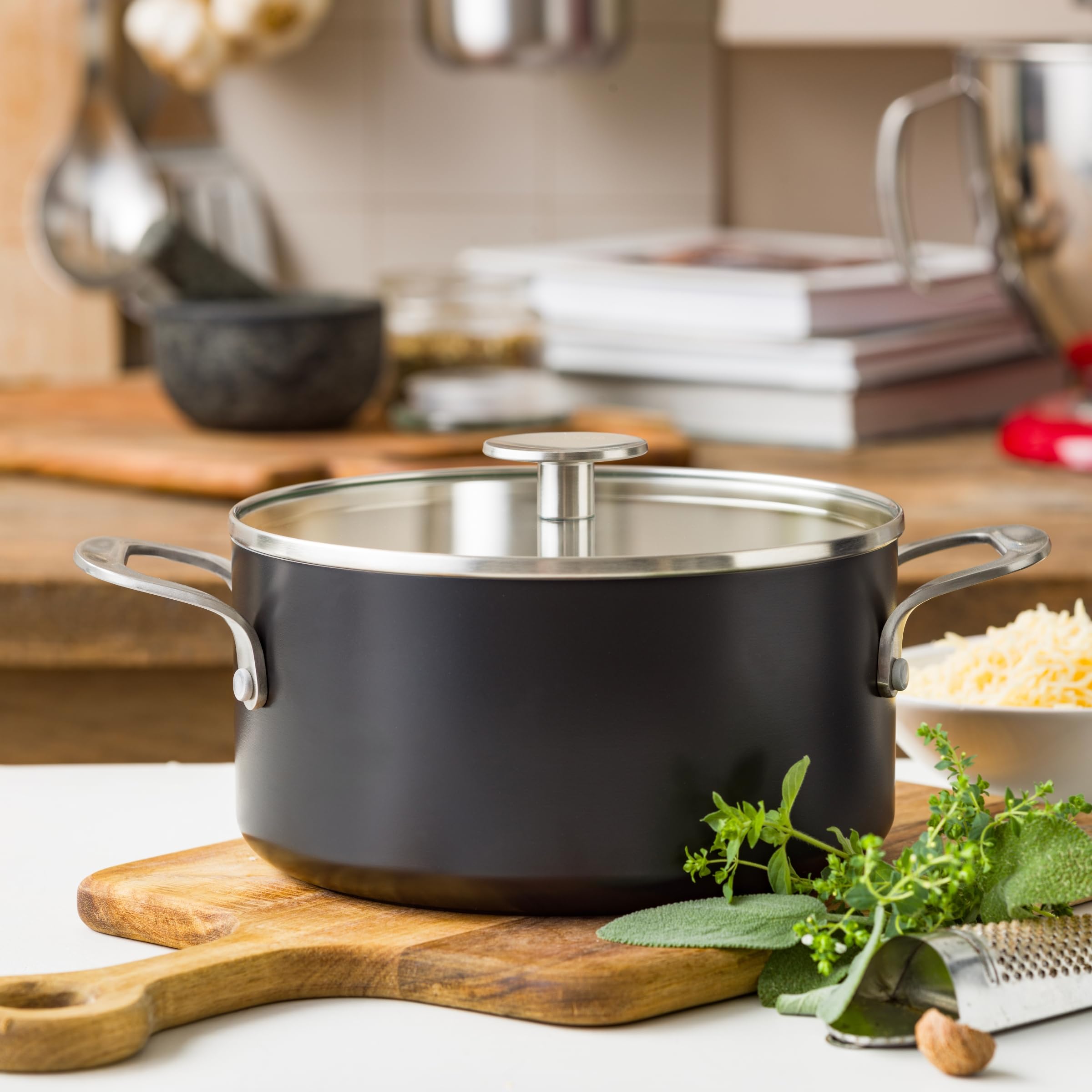 KitchenAid Pirofila in ceramica antiaderente in alluminio, 20 cm/3,11 l, senza PFAS, a induzione, adatta al forno, nero