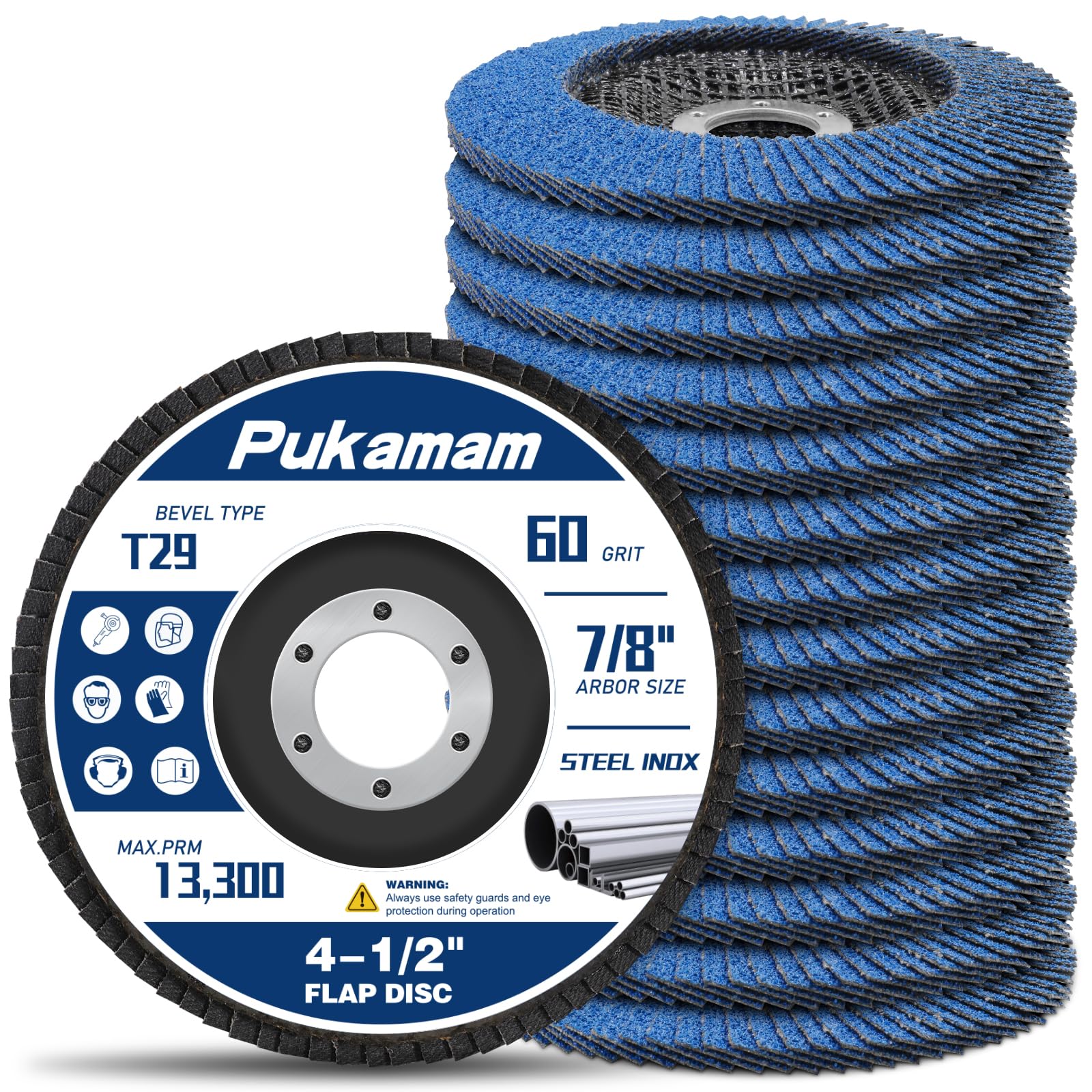Pukamam 14 Pack of Flap Discs 4 1/2 for Angle Grinder Grit 60 Type 29 Zirconia Grinding Wheel for Wood Metal Sanding
