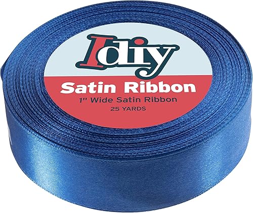 Miniatura 8 de Cinta de satén de 1 pulgada x 25 yardas, color azul real, de una sola cara, sin alambre para envolver regalos, lazos, decoración de boda, costura,