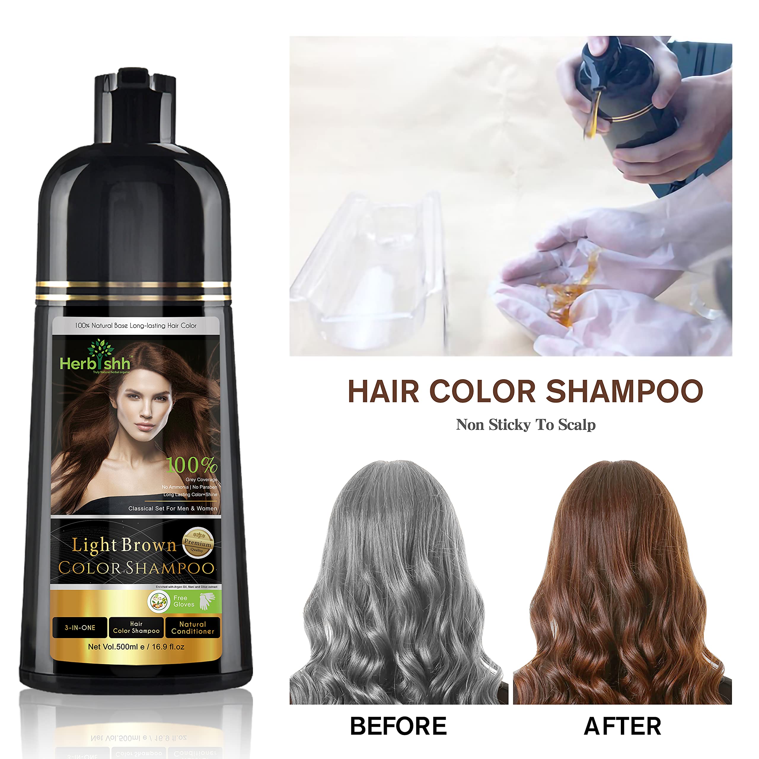 Buy Herbishh Hair Color Shampoo for Gray Hair Magic Hair Dye Shampoo