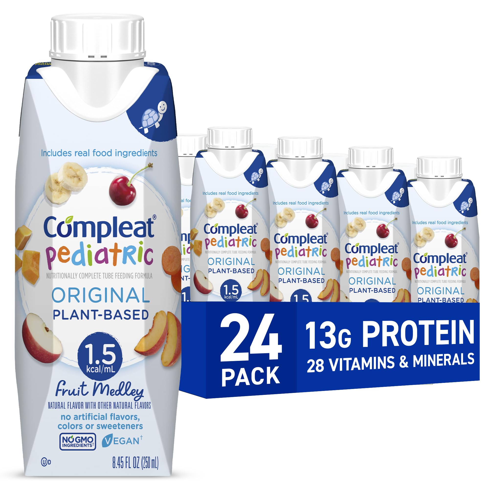 Compleat Pediatric Original 1.5mL, Plant-Based Nutritionally Complete Tube Feeding Formula, Fruit Medley Flavor, 24 Pack