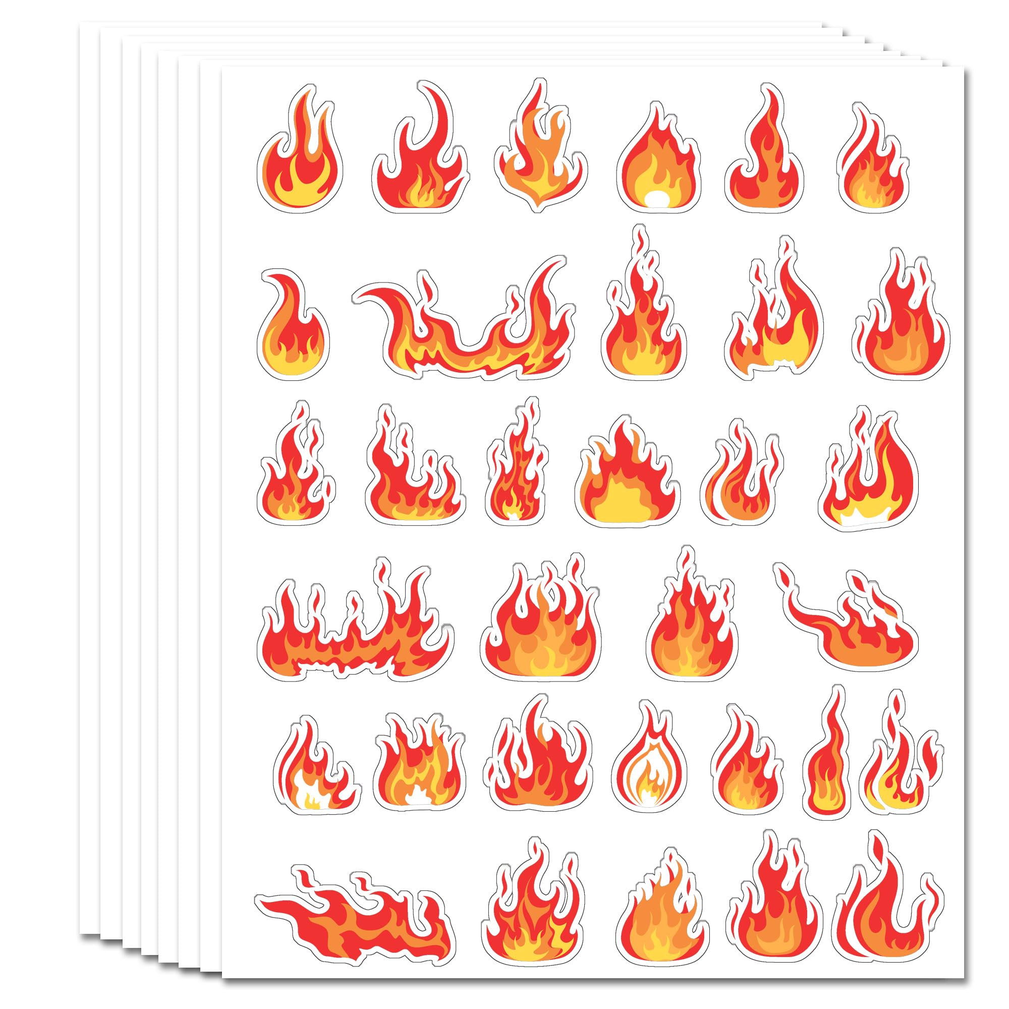 Flame Fire Stickers - 264pcs Hot Fire Fire Decals Decoration for Kids Teenager School Office Supplies for Scrapbooking Craft,1.6 Inch