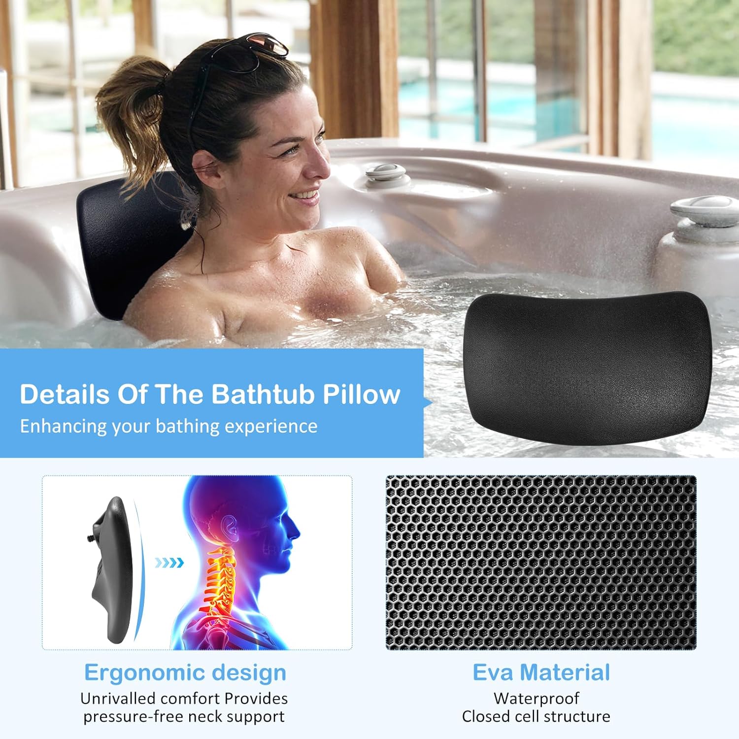 Replacement Head Rests for Cal Spa Parts(3-Pack)，2020-2023 Hot Tub Accessories Headrest，Hot Tub Pillows，Easy to Install