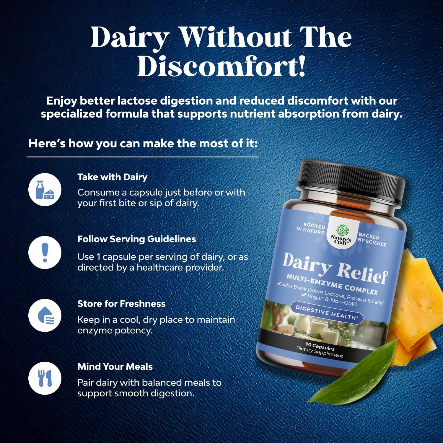 Lactose Intolerance Pills 90 Days Supply - Fast Acting Dairy Digestive Enzymes - Dairy Relief Pills for Digestion, Bloating, Gas and Carb Protein - Digestion Supplement for Lactose Intolerance Relief - Image 5