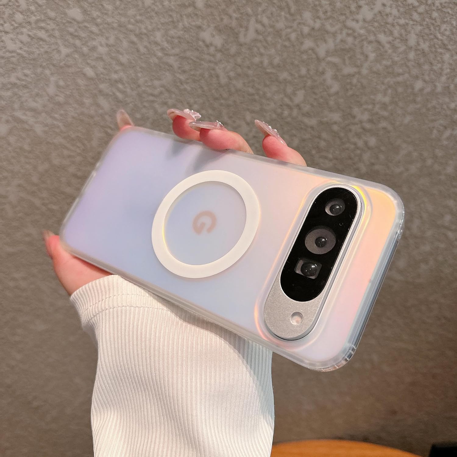 Magnetic for Google Pixel 10 Pro XL Case Women, [Compatible with MagSafe], [Holographic Iridescent Color Changing Effect] Fashion Slim Cute and Unique Matt Protective Phone Cover for Pixel 10 Pro XL Pixel 10 Pro XL Magnetic Fluorescent Iridescent