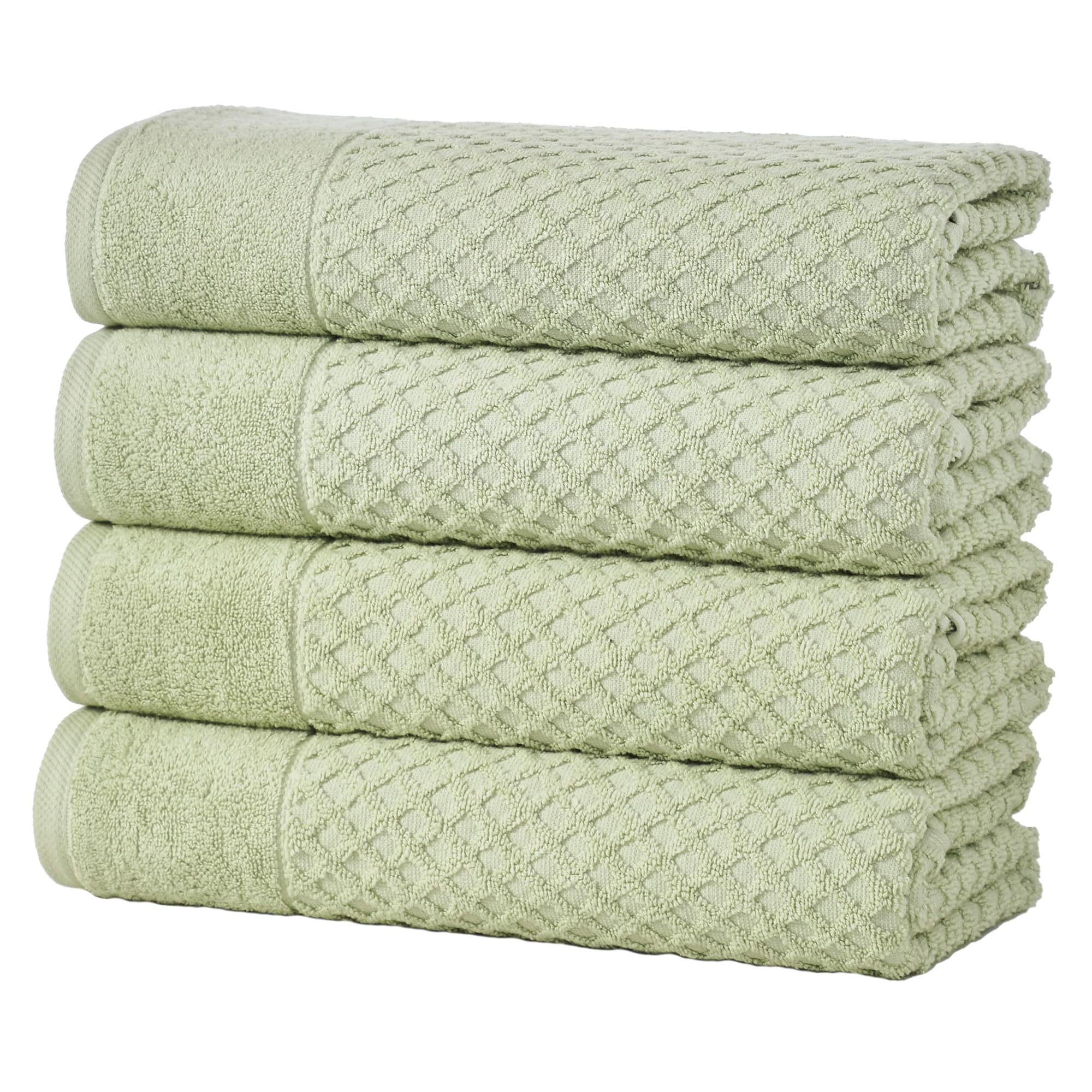 Great Bay Home Bath Towels - 100% Cotton 4 Pack 54x27 Bath Towel Set - Absorbent, Durable, Quick-Dry Towels for Bathroom (Pale Green)