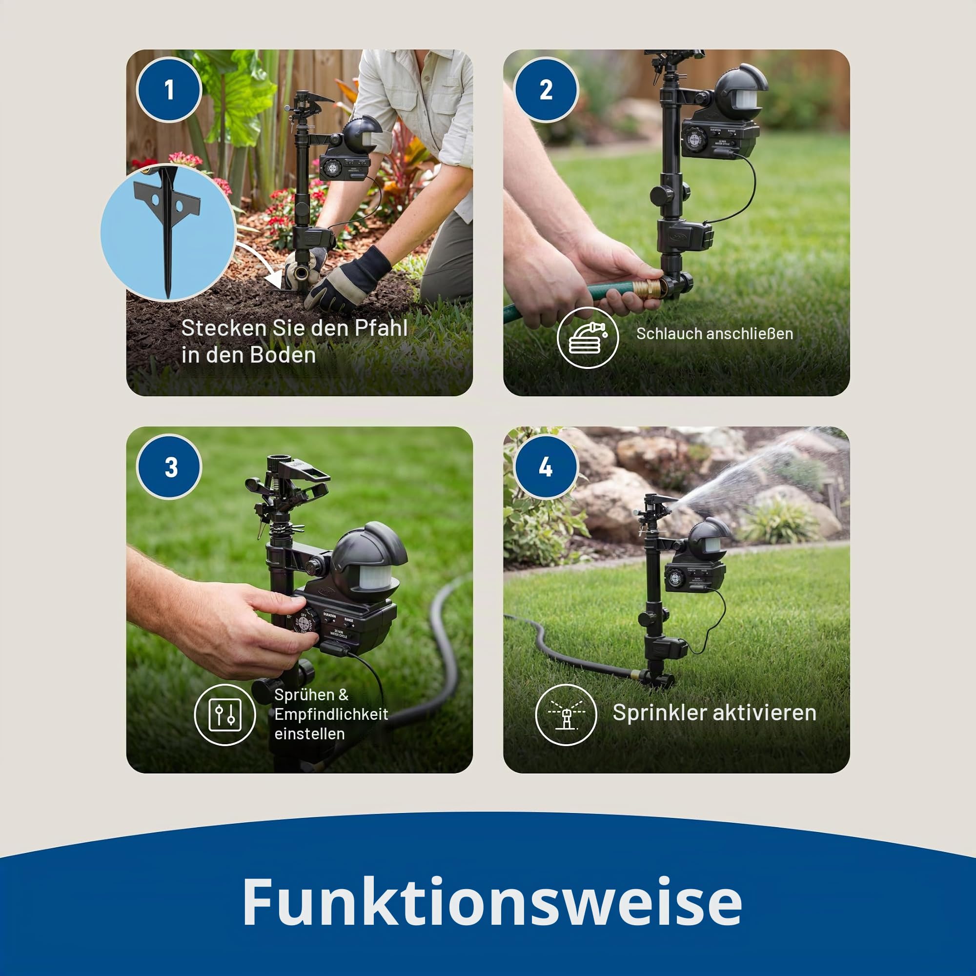 Orbit 62100 Yard Enforcer Bewegungsaktivierter Sprinkler mit Tag- und Nacht-Erkennungsmodi, Schwarz