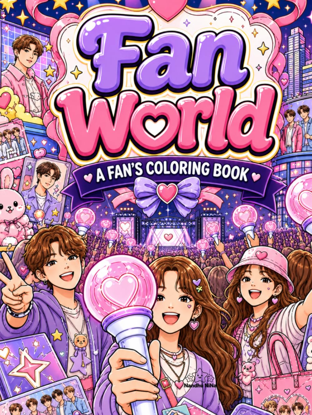 Fan World Coloring Book: A Fun K-Pop Fan Inspired Coloring Book for Teens, Adults & Music Lovers (Idol Vibes Coloring Series)