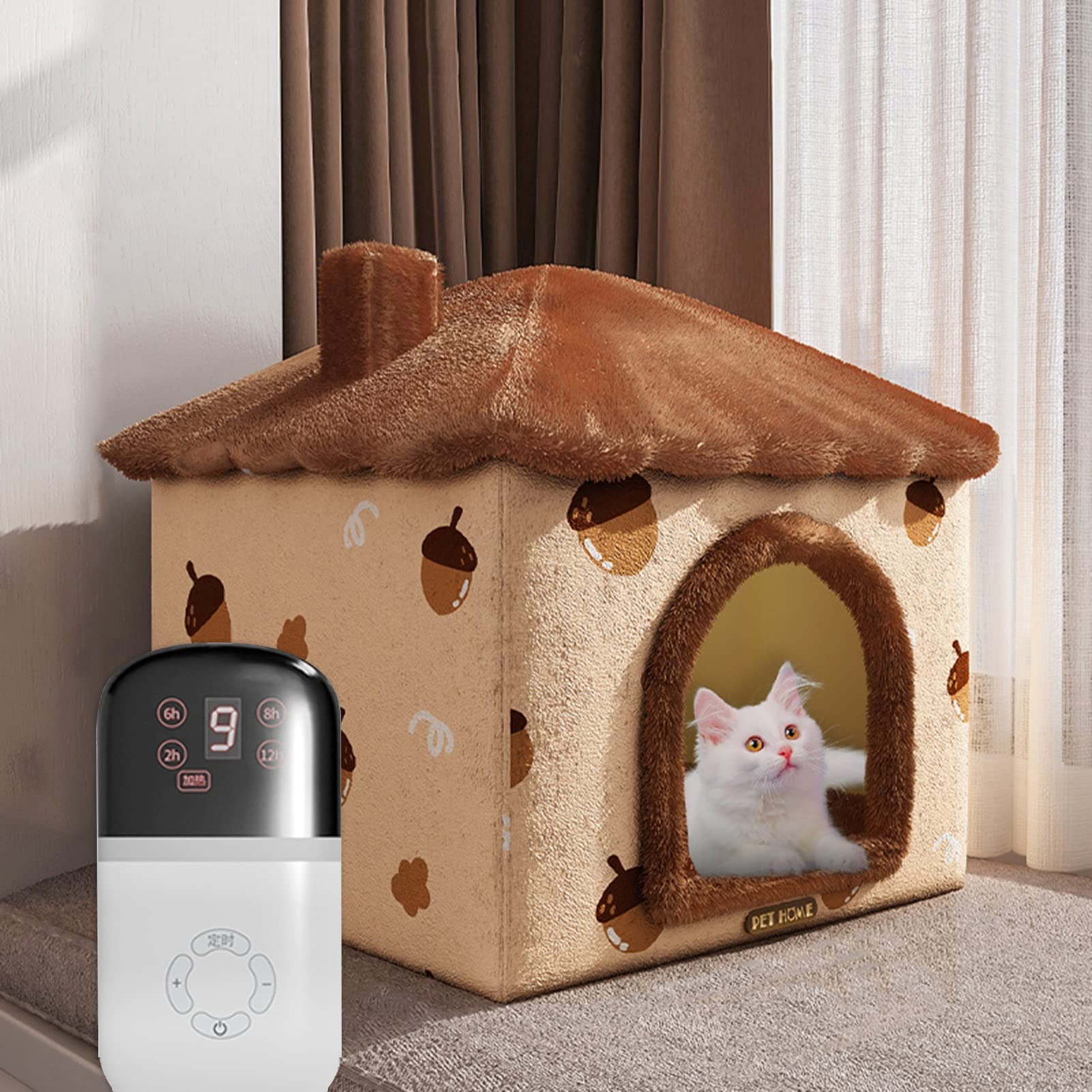 Tapis Chauffant Chien Chat Maison de Chat Chauffante en Velours Confort, Lit Chauffant Électrique pour Animaux de Compagnie Chat Chiens, Couvertures D'intérieur D'animal Familier pour Des Chats