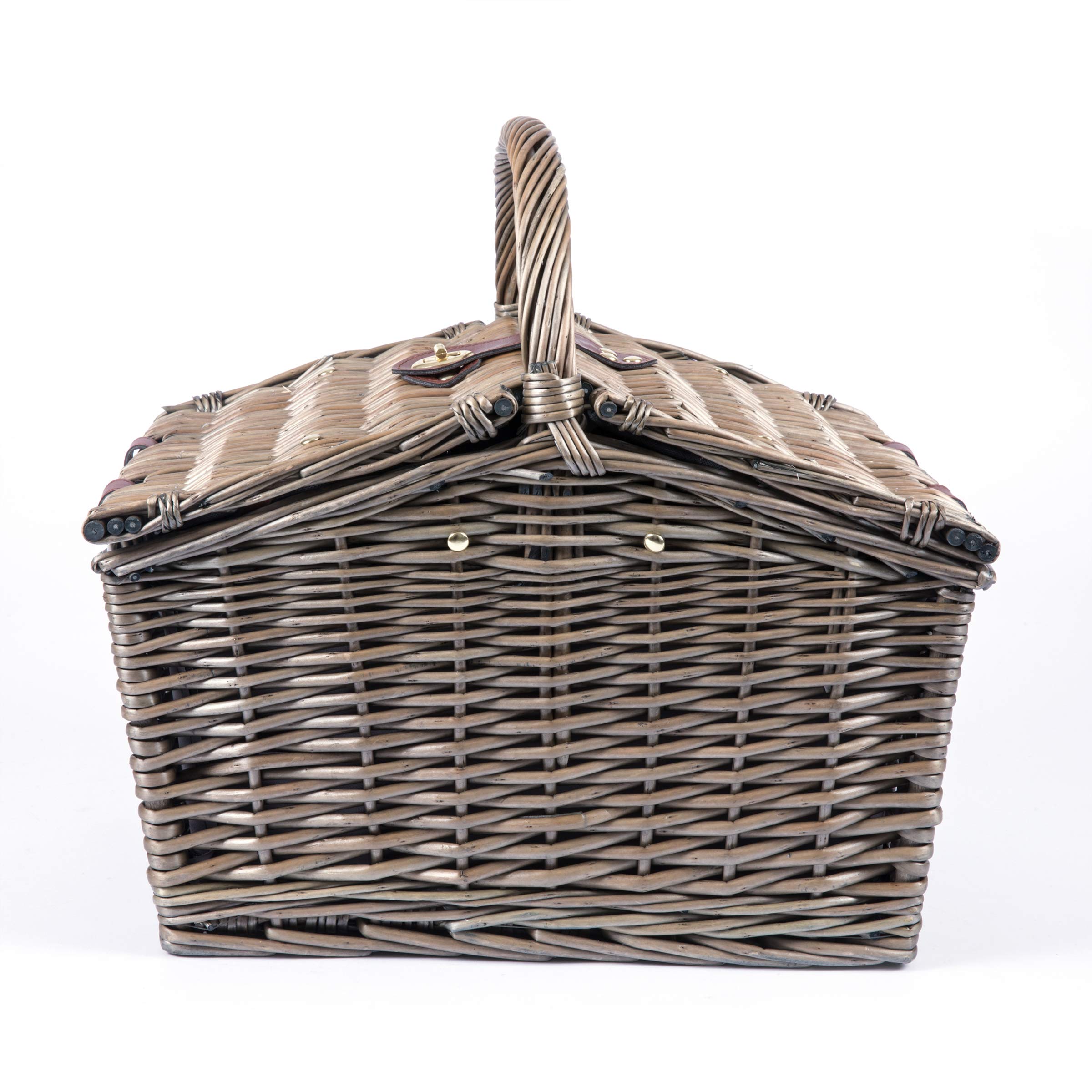 PICNIC TIME Piccadilly - Cesta de Picnic de Sauce con Servicio para Dos, colección Anthology