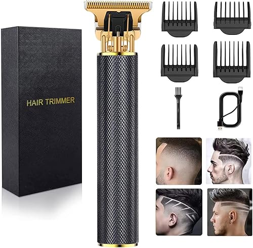 Cortadora de pelo para hombre, sin huecos, inalámbrica, recortadora de pelo con cuchilla en T, kit profesional de corte de pelo y aseo para