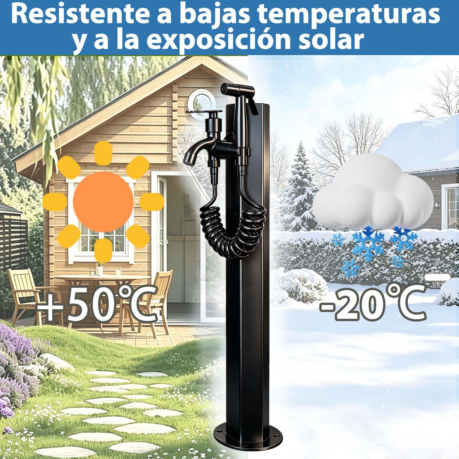Columna De Agua De Jardín Con Grifo,Grifo De Columna Exterior,Fuente Jardin Exterior, Resistente A Heladas, Fuente Decorativa Y Dispensador De Agua,Para Jardín, Patio Y Riego De Césped
