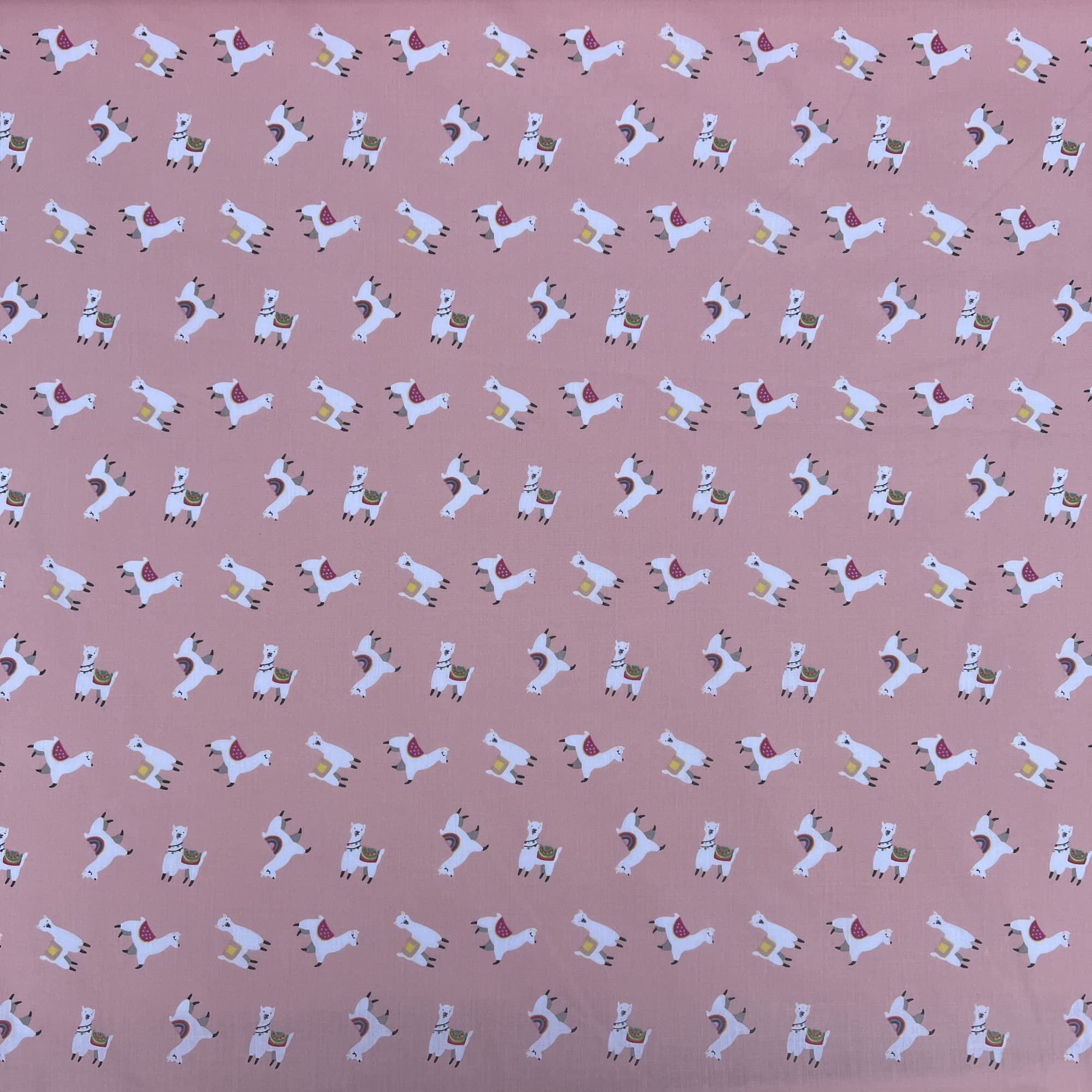 Discover Lifestyle & Fashion Fabrics Peach Printed Polycoton Poly Cotton Llamas Animals Design Novelty Children's Kids Dress Craft Bunting Fancy Dress Sewing Fabric Material | 45" - 112 Cm Wide (Per Half Metre, )